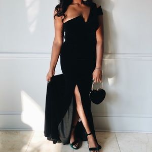 Velvet One-Shoulder Betsy & Adam Gown